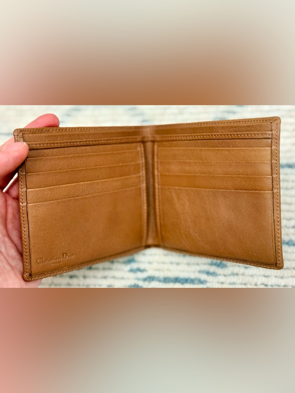 DIOR Vintage Unisex Icon Brown Honeycomb Monogram Canvas Leather Bifold Wallet - Picture 12 of 16